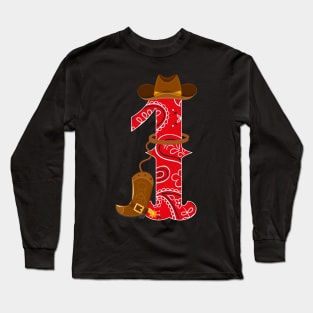 Kids 1st Birthday One Year Old Baby Cowboy Western Rodeo Party Long Sleeve T-Shirt